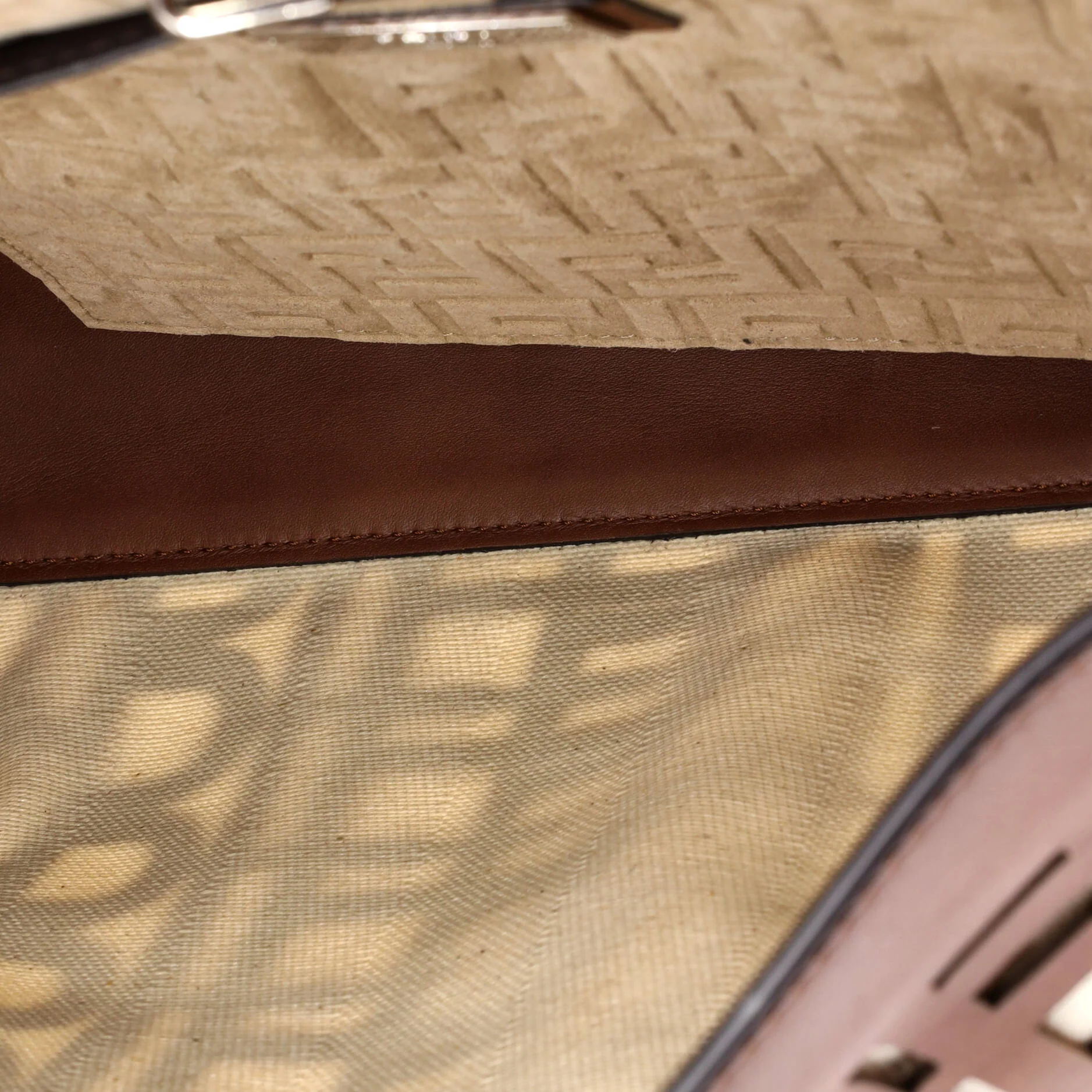 Peekaboo Iconic Essential Bag Laser Cut Leather and Canvas Large - Image 5