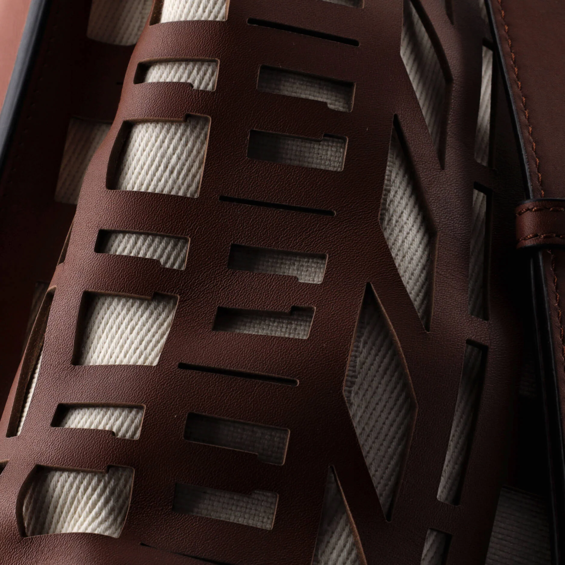 Peekaboo Iconic Essential Bag Laser Cut Leather and Canvas Large - Image 6