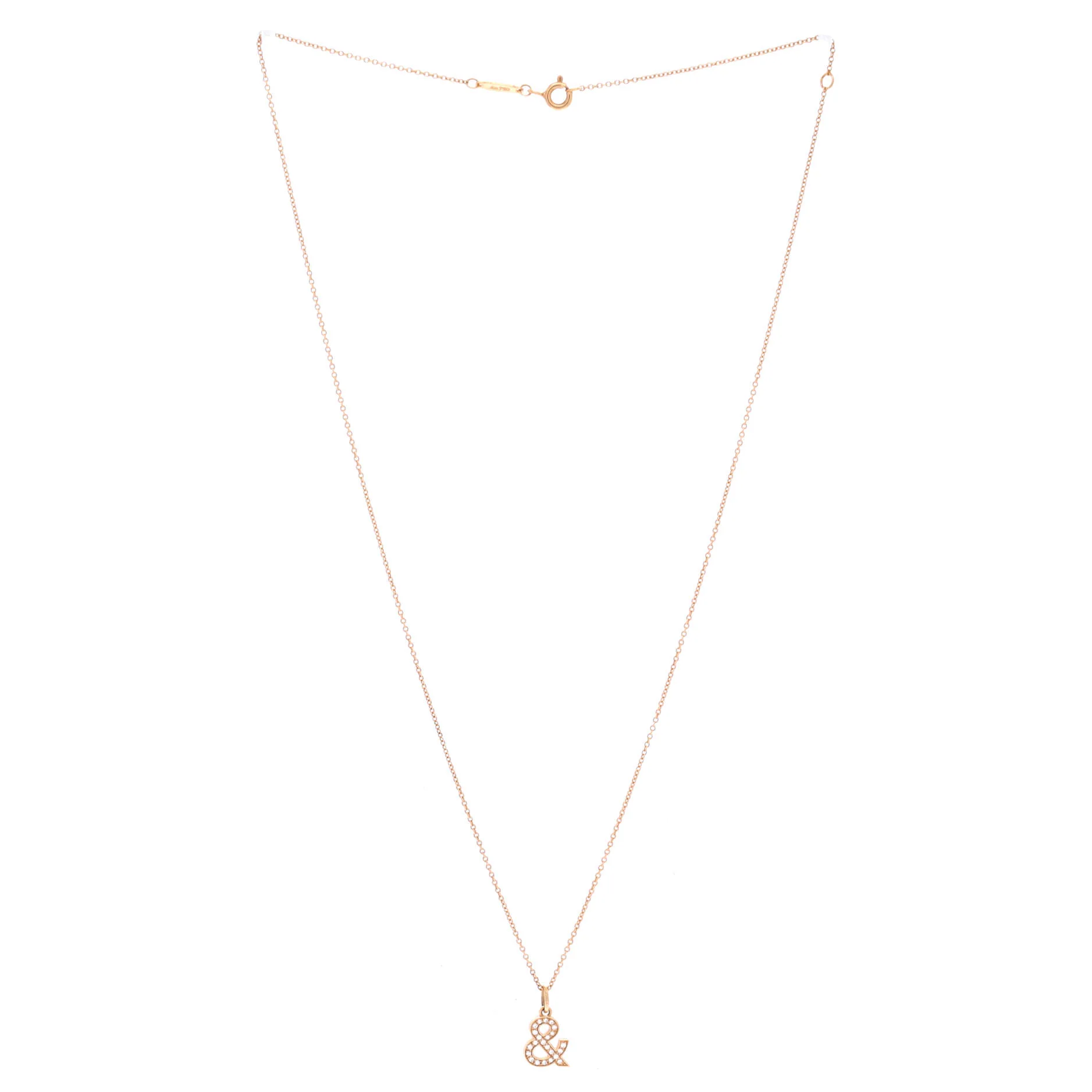 Ampersand Pendant Necklace 18K Rose Gold with Diamonds - Image 3