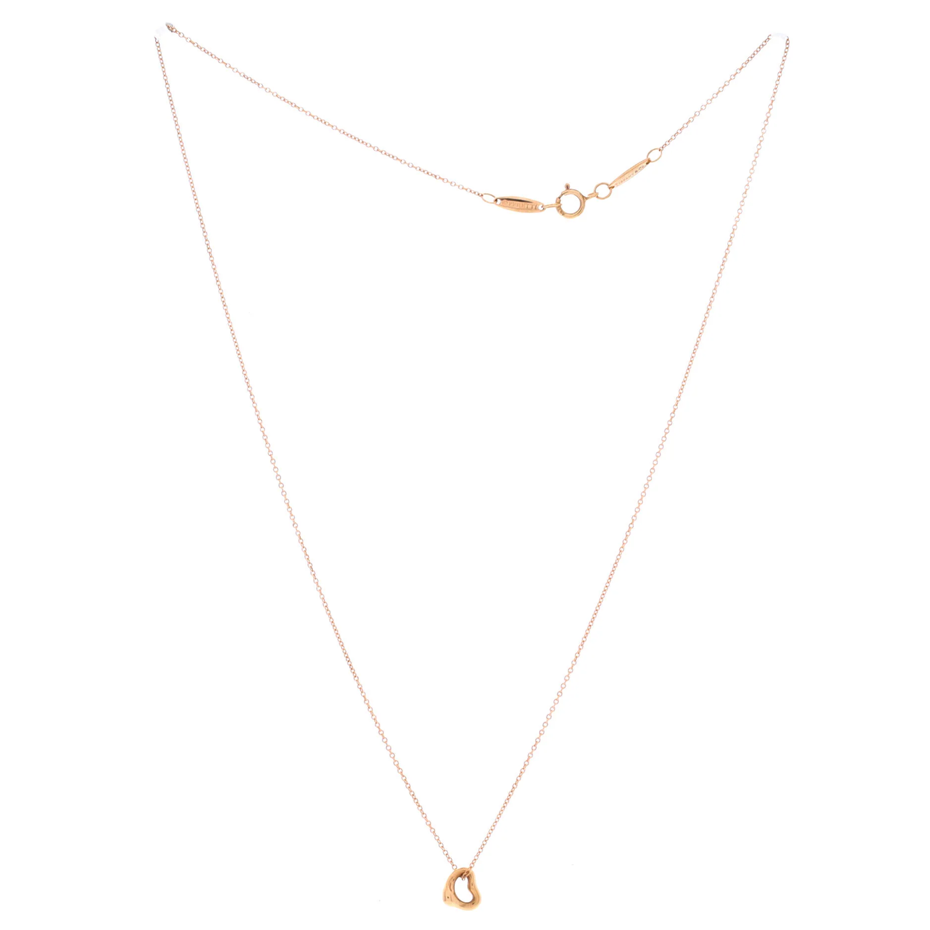 Elsa Peretti Open Heart Pendant Necklace 18K Rose Gold 7mm - Image 3