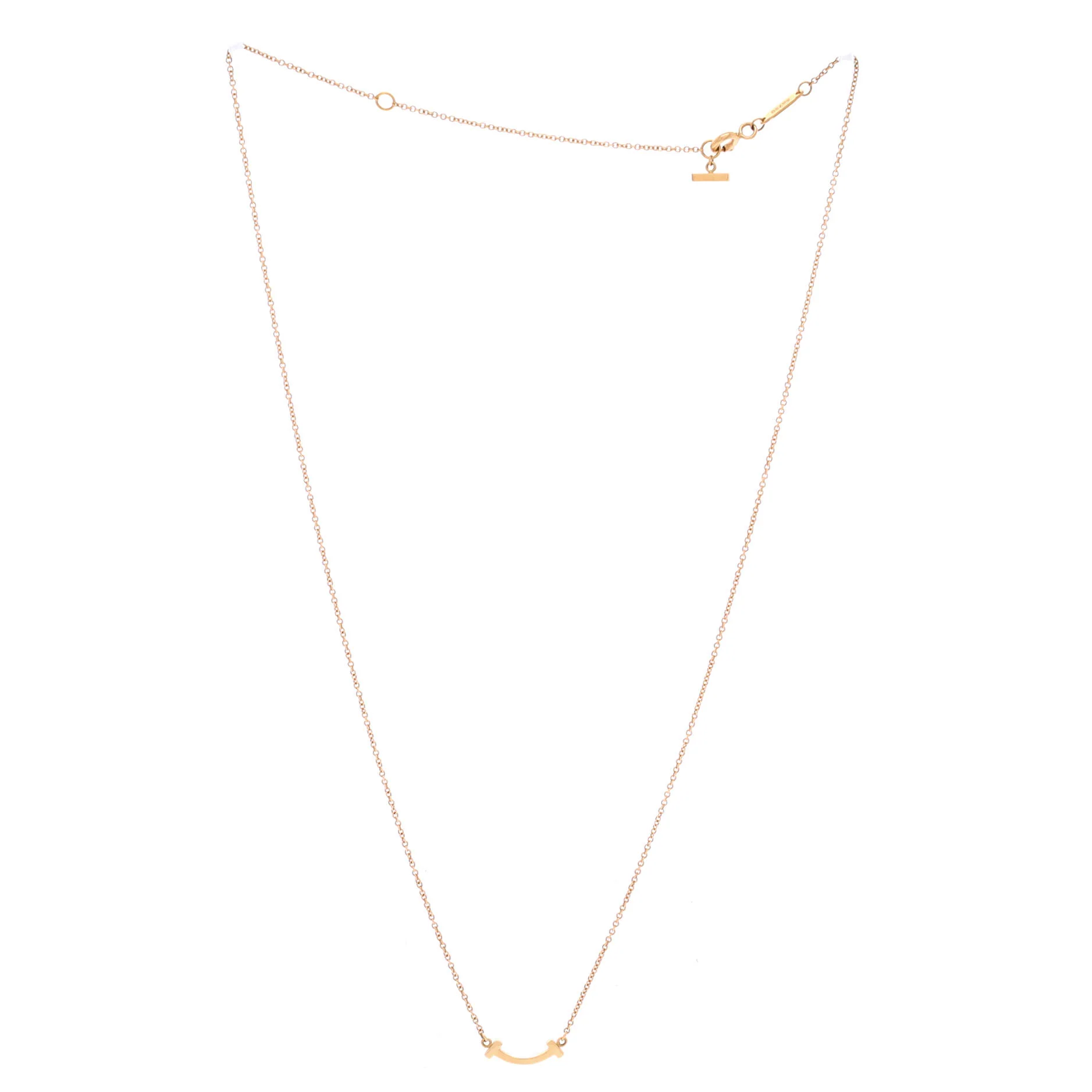 T Smile Pendant Necklace 18K Rose Gold Mini - Image 3