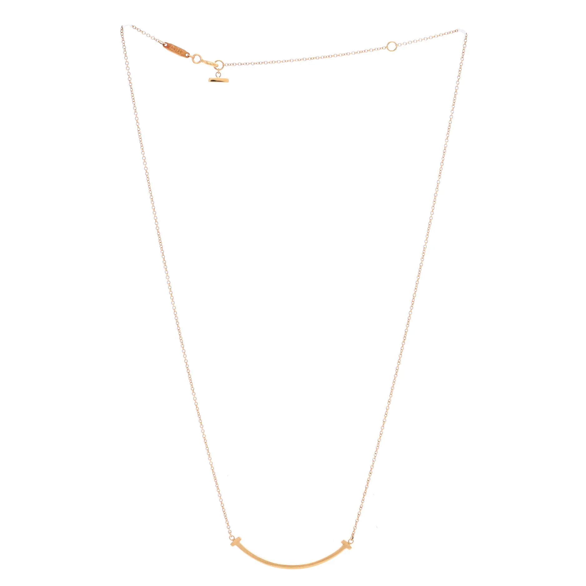 T Smile Pendant Necklace 18K Rose Gold Small - Image 3