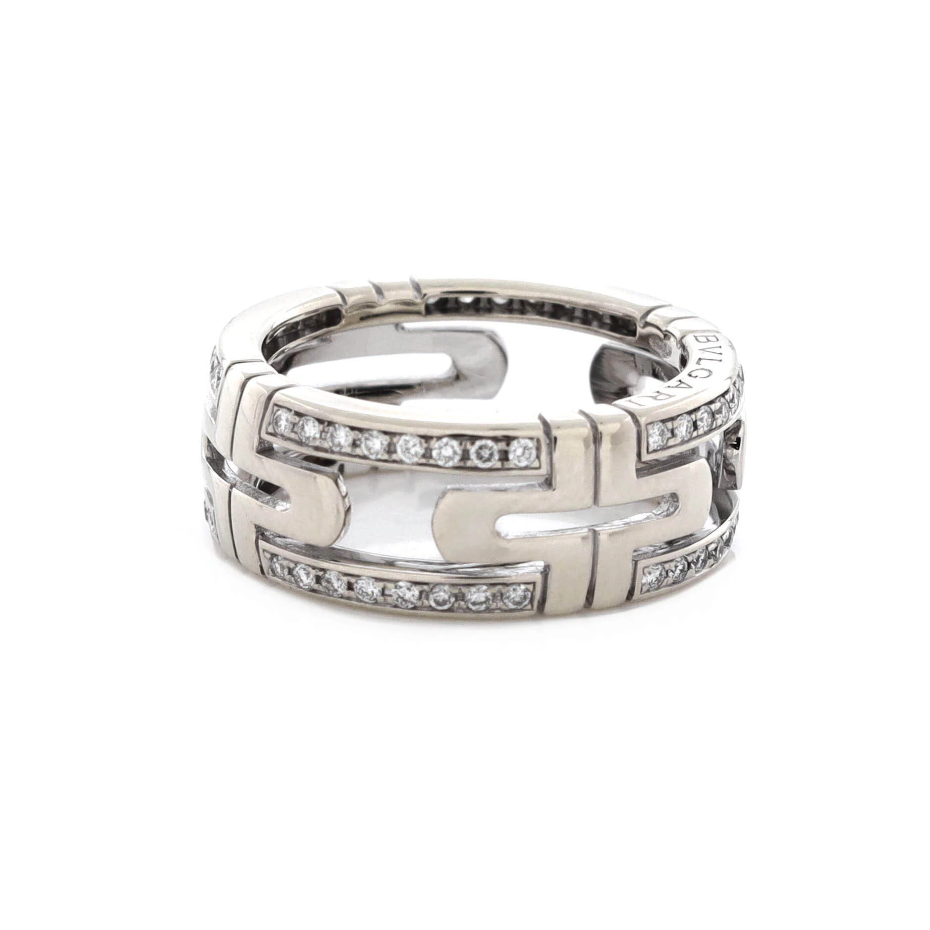 Parentesi Band Ring 18K White Gold and Diamonds 8mm - Image 3